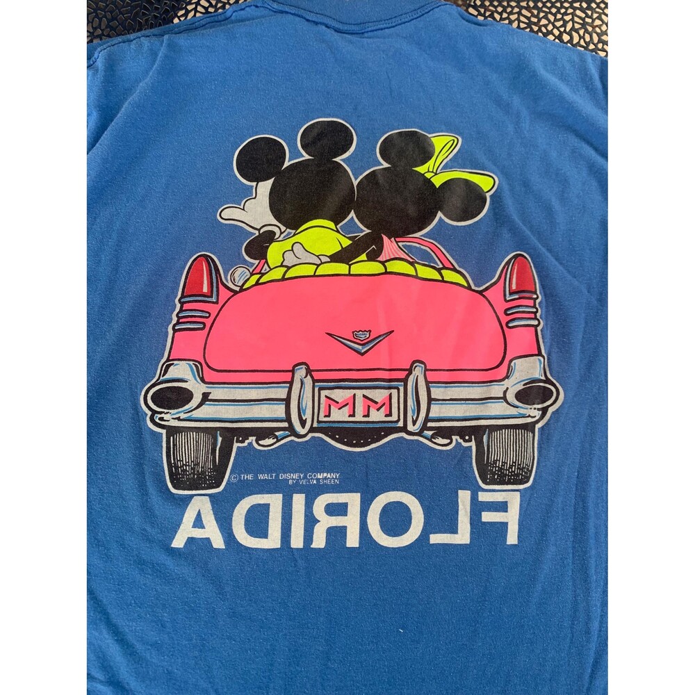 Vintage 80s Disney Mickey and Minnie Mouse Florida tee Size L by Velva Sheen